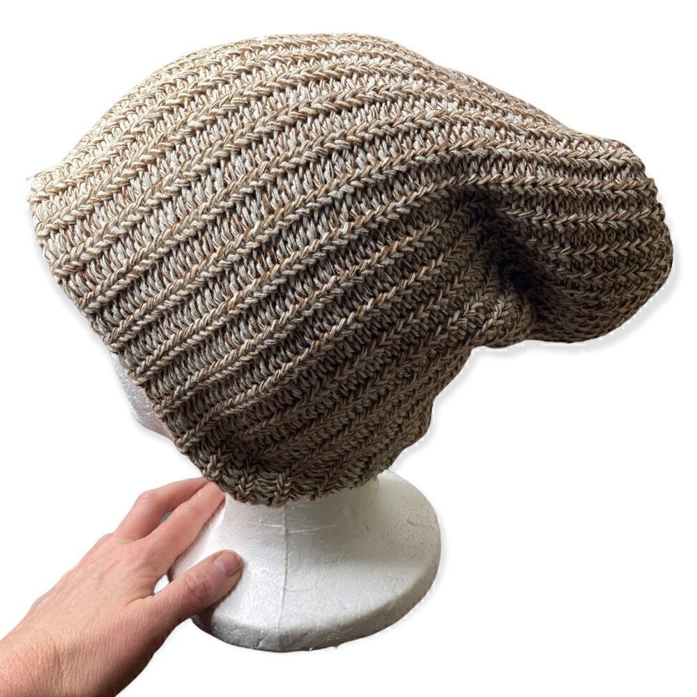 Love My Melon Tan Natural Speckled Slouch Beanie one size 100% cotton